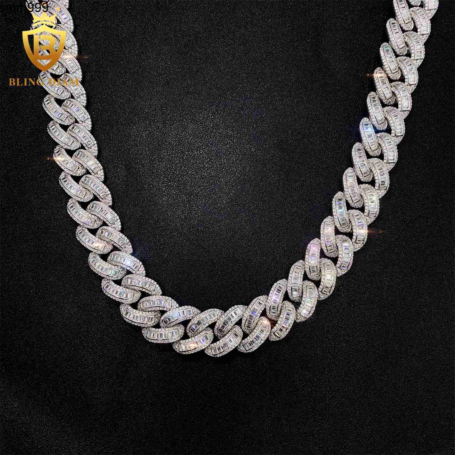 Factory Price Wholesale 925 Serling Silver 18mm Hip Hop Chain Pass Diamond Tester VVS Moissanite Cuban Chain for Men