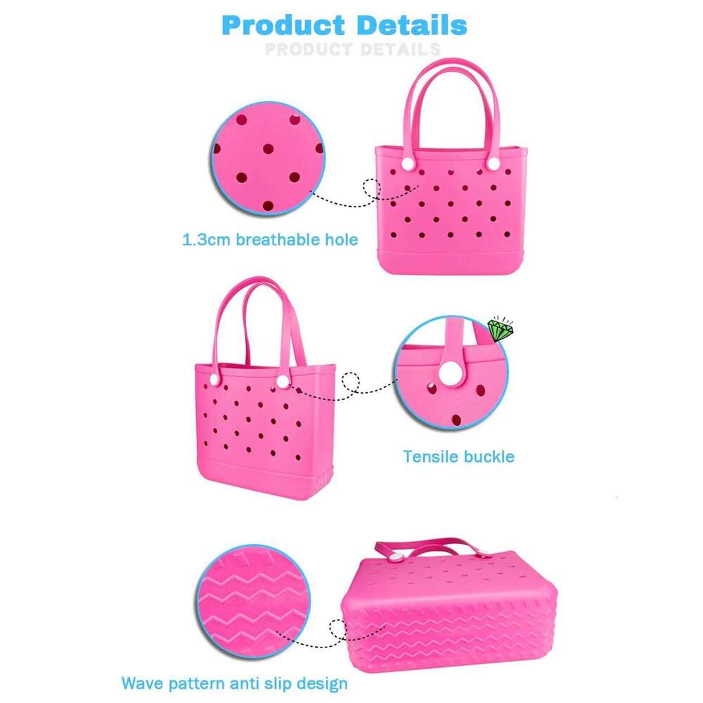 Trendy Beach Large Handbag Storage Causal Simple Solid Waterproof EVA Hole Tote Bag Outdoor Portable Travel Bags