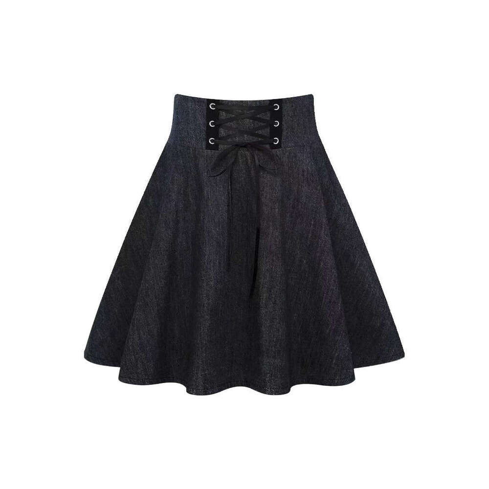 Short High Waist Gothic Lace Up Zipper Mini Women's Half Skirt B5