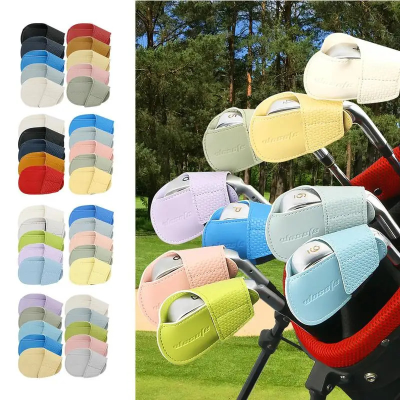 10pcs Golf Iron Head Covers Set Practical PU Leather Durable Headcovers Golf Accessories Putter Cover Golf Club Head Protector 250603
