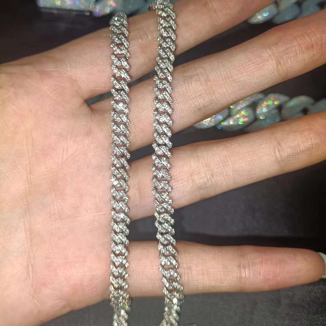 Best Selling S925 Silver D VVS1 Moissanite Diamond 5MM One Row Hip Hop Cuban Link Chain Necklace