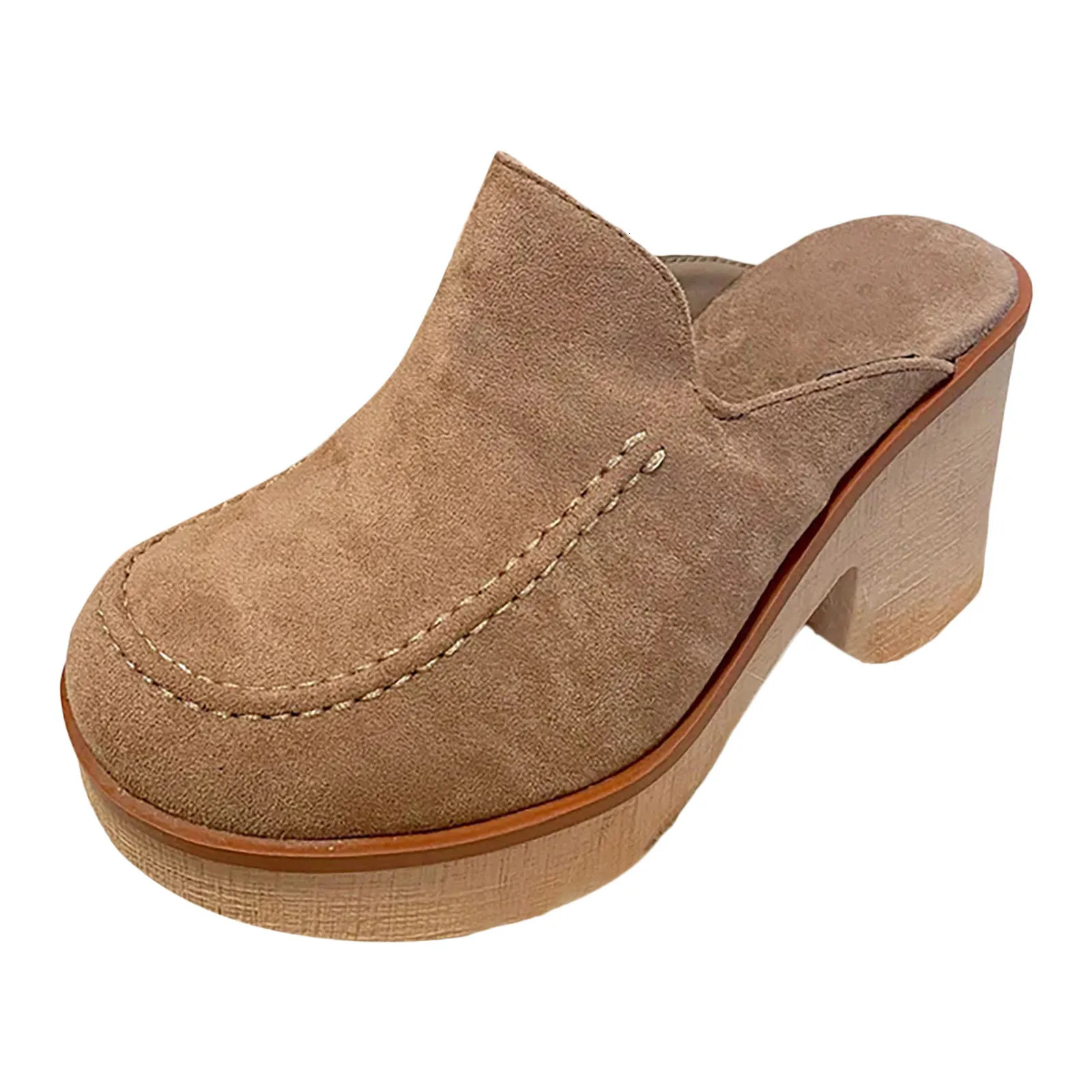 Women Summer Sandals Casual Round Toe Square Heels Soft Bottom Breathable Slippers Fashion Shoes For On Offer 250605