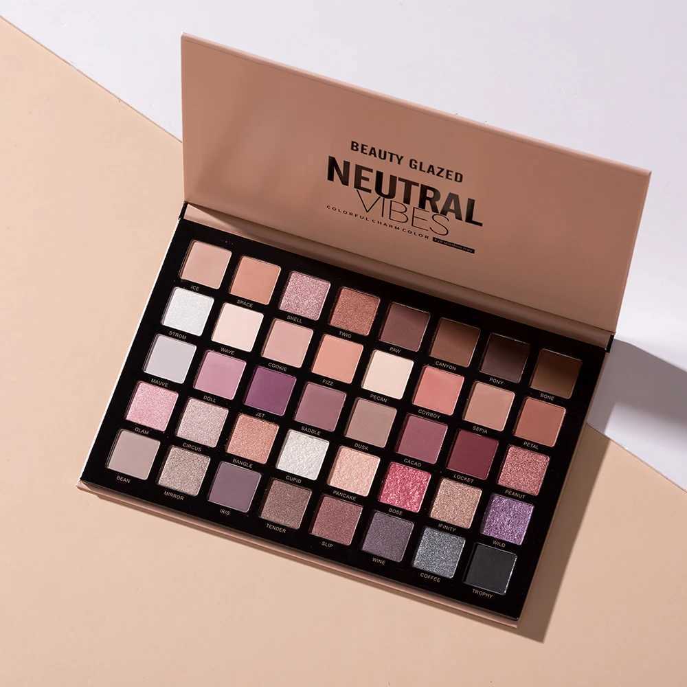 BEAUTY GLAZED NEUTRAL VIBES Matte 40 Colors Highlight Shimmer Eye Shadow Cosmetics Palette Glitter Eyeshadow Palette W250605