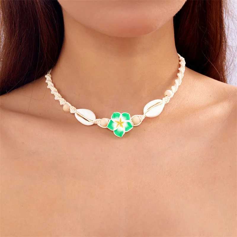 Bohemia Sea Shell Choker Necklace For Women Fashion Summer Sweet Flower Pendant Hand-woven Rope Neck Chain Jewelry Accessory XJ250604