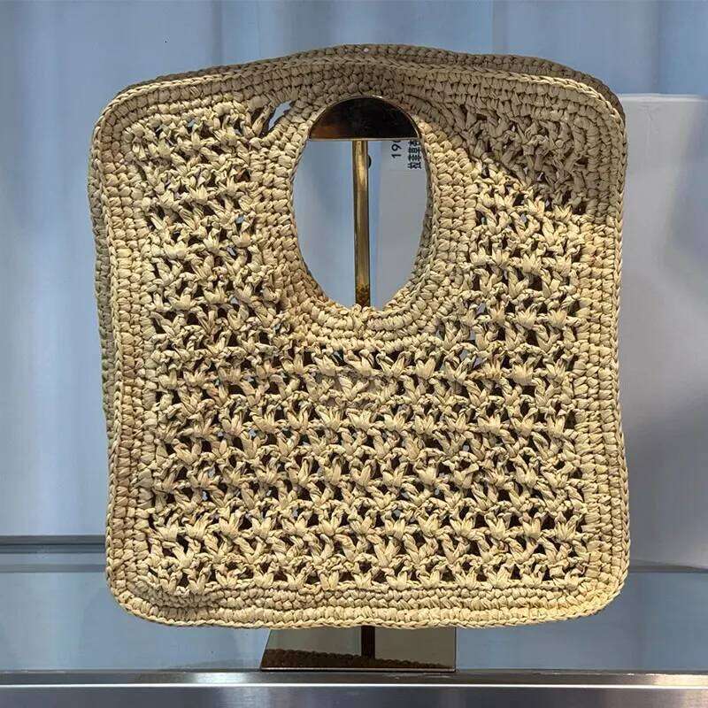 Lafite Grass Hand Woven Square Beach Fashion Design Shoulder Underarm Bag Women Travel Vacation Tote Handbag Lady