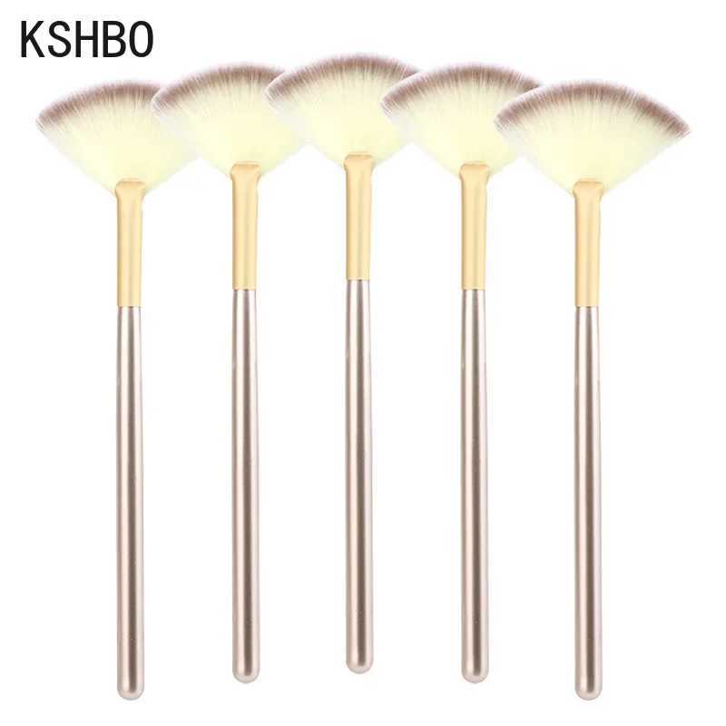 HSHBO 5pcs Fan Brushes Facial Brushes Soft Makeup Brush Cosmetic Applicator Tools Wooden Handle and Soft Fiber for Peel Mask W250605