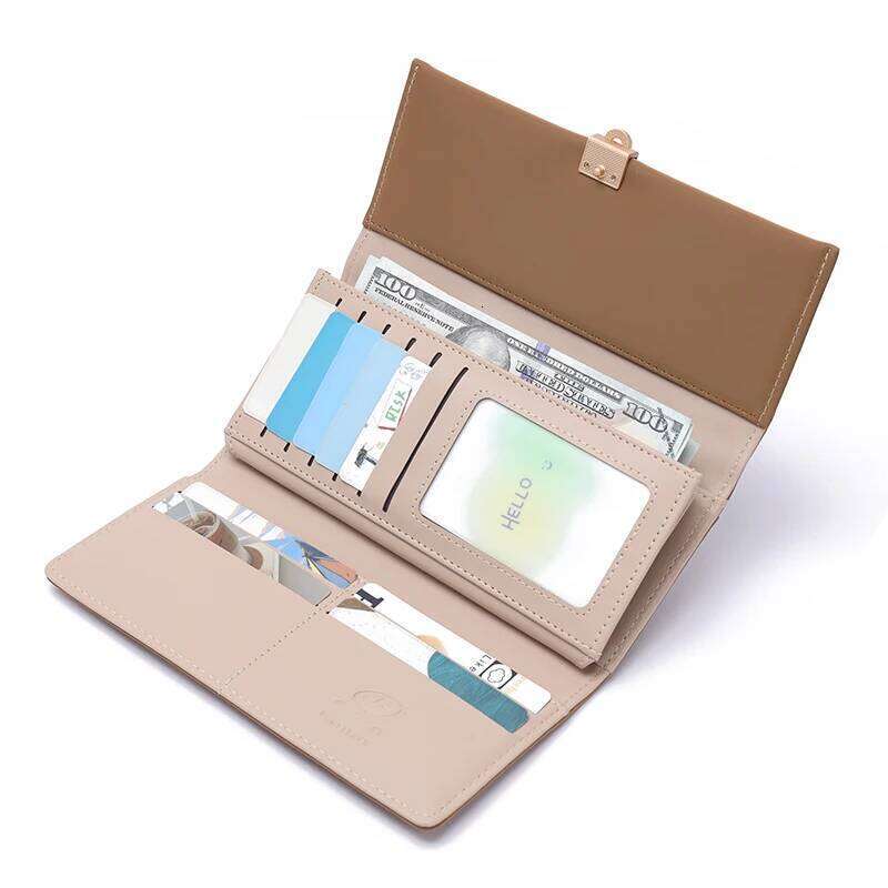 Autumn winter new wallet women's long and South Korea small fresh PU leather solid color three fold bag simple s