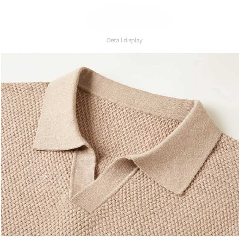 Mens Stretch 100% Cotton Polo Shirt - Pineapple Knit Seagull Collar Breathable Short Sleeve Tee with Flexible M-4XL 6 Colors XJ250605