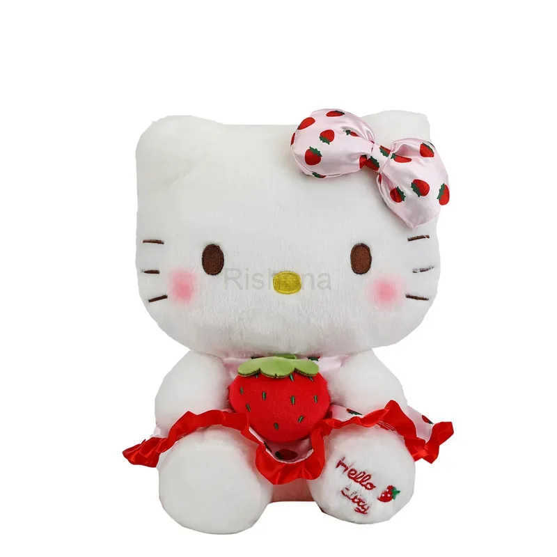 Sanrio 23cm Hello Kitty Doll Fruit Strawberry Cat Doll Girls Plush Toy Home Decor Pillow Cute Cartoon Girls Birthday Gifts X2506051