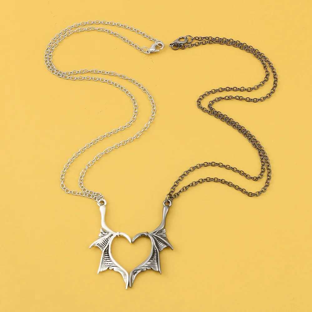 Lovers Jewelry Antique Gift Valentines Gift Darkly Wing Heart Necklace Vintage Charm Punk Angel Demon Wing Pendant Necklace XJ250604