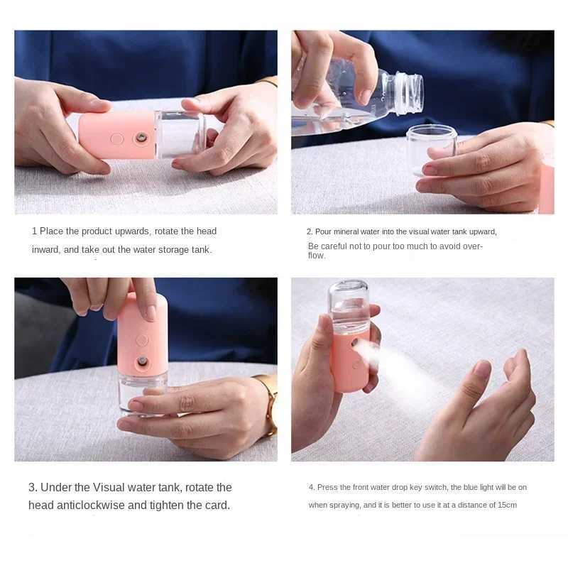 USB Portable 30ml Mini Nano Mist Sprayer Face Spray Facial Steamer Moisturizing Air Humidifier Skin Care Beauty Instruments XJ250607