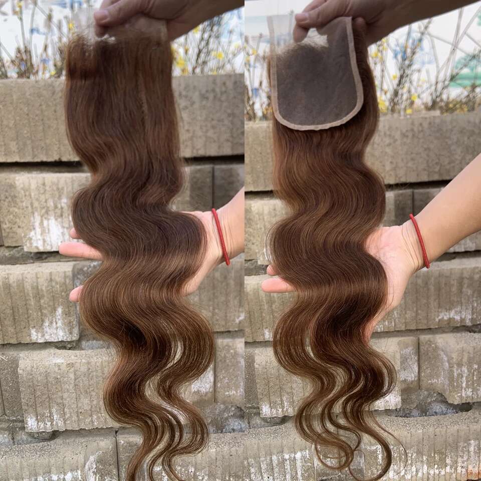 Body Wave Bundles With #4 Chocolate Brown 4x4 HD Closure Brazilian Unprocessed Human Hair Weaving Extensions