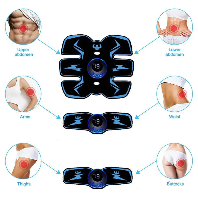 EMS Muscle Stimulator Abdominal Trainer Abs Toner Arm Belly Leg Exercise Workout Lose Weight Fat Burn Home Gym Fitness Equipment 250604