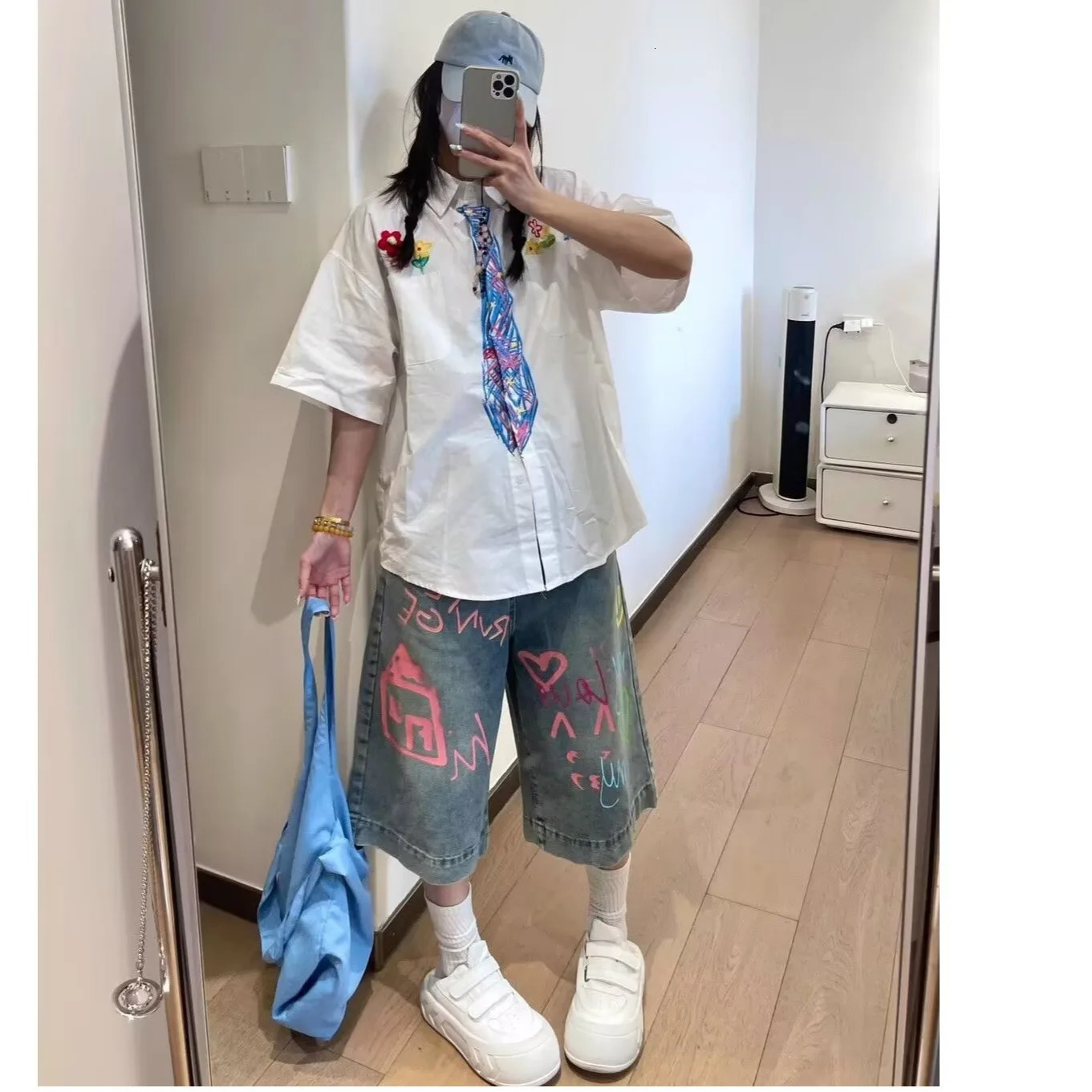 Summer Girls Shorts For Teen Casual KneeLength Jeans with Colorful Drawing Fashion Pants Age 250604