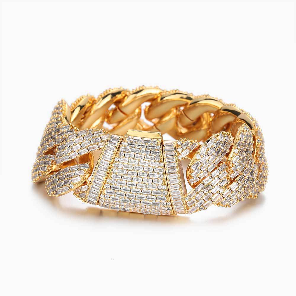 Hip hop 24mmT cubic Moissaniteia bubble Cuban bracelet high-end mens accessory full diamond bracelet