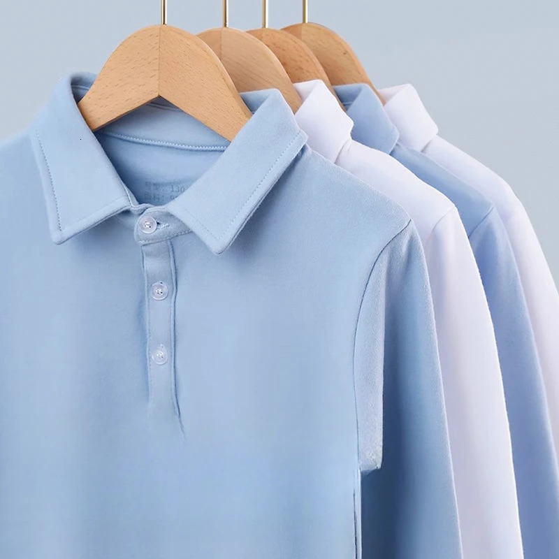 Kids Boys Girls Polo Shirts Arrival Children Spring Autumn Undershirts Teenage Student Base Shirts White Blue Tops 250604