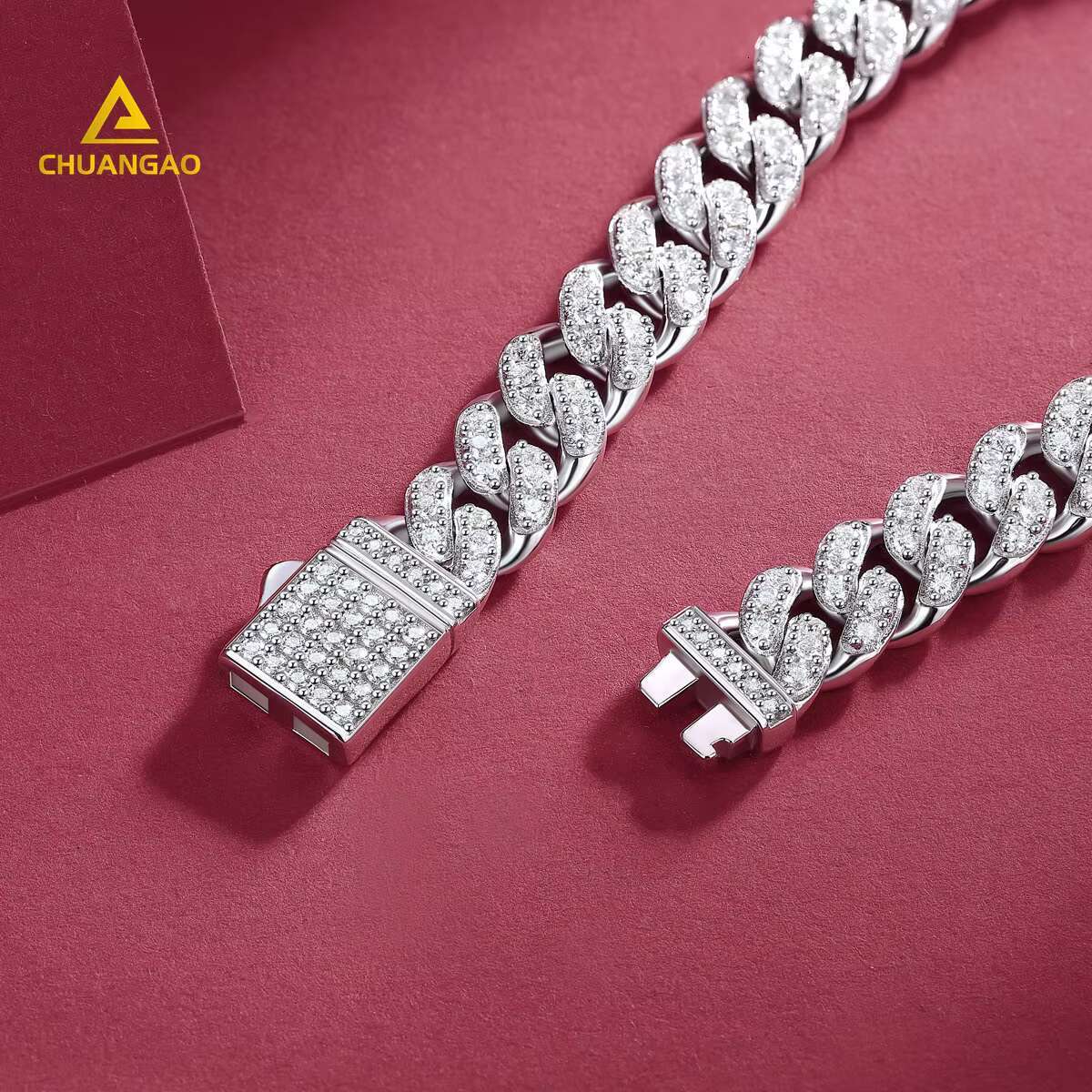 Silver 925 Gold Plated Mossinate DEF VS+ Pass Tester Diamond Tennis Cubain Bracelet Gra Cuban Custom Fine Diamond Jewelry Men