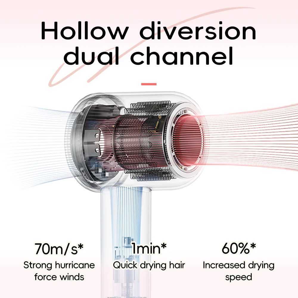 Professional Leafless Hair Dryer Strong Power Blow Hair Dryer Quick Dry Travel Home Hair Styler Negative Ionic with Gift Box XJ250605