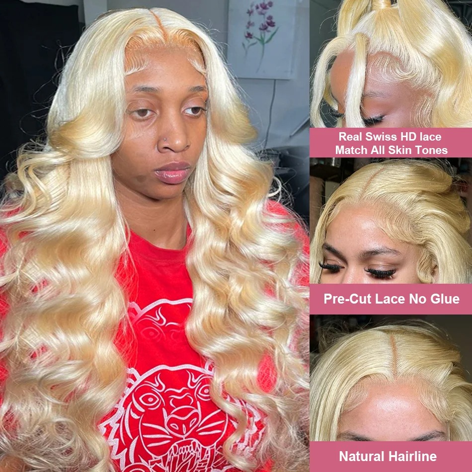 Blonde Body Wave Lace Front Wigs Human Hair Pre Plucked Blonde Wig Human Hair 613 HD Lace Frontal Wigs Synthetic