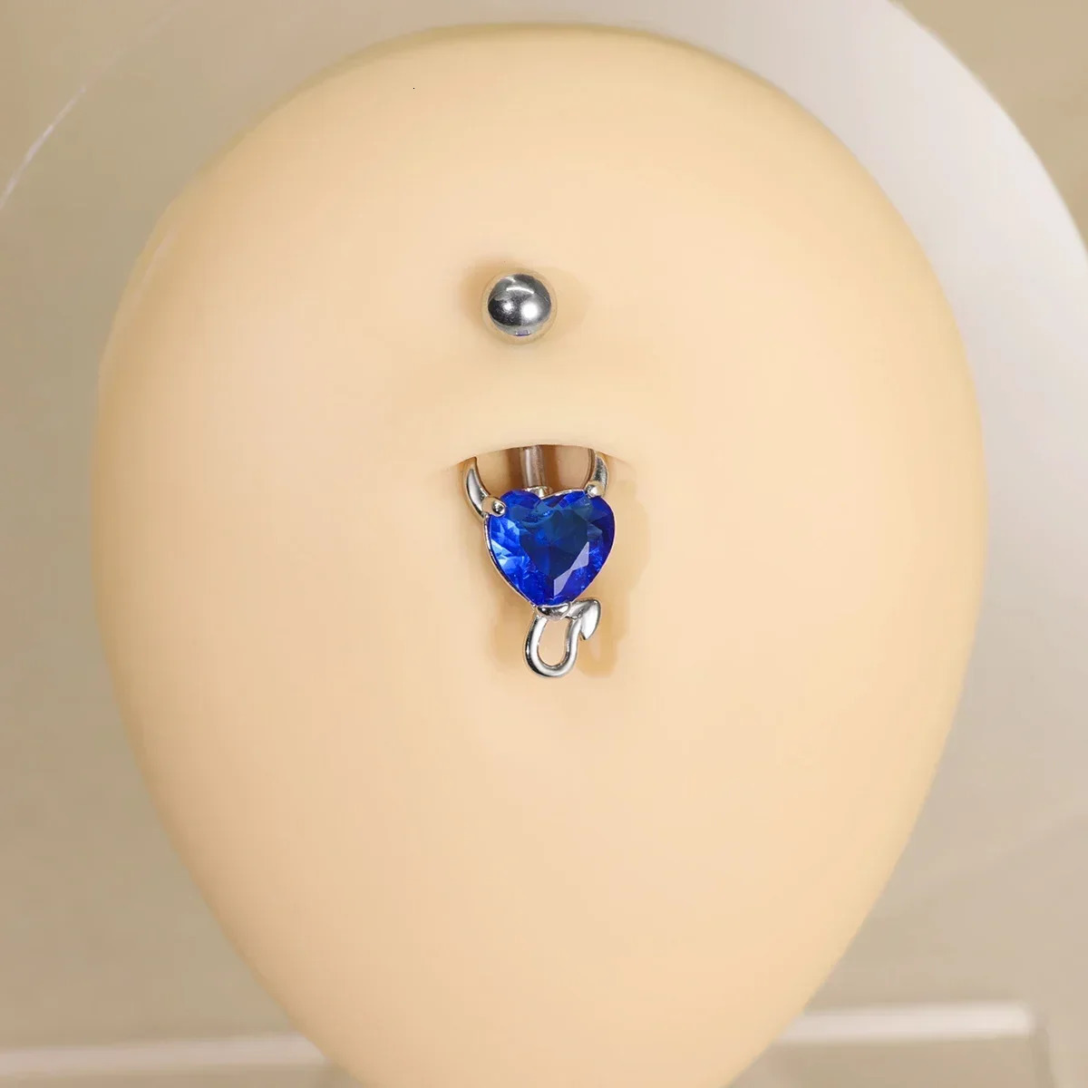 3Pcs Steel Heart Navel Belly Button Rings Devil Shape Colored Zircon CZ Belly Piercings Jewelry Piercings Women Gift 250530