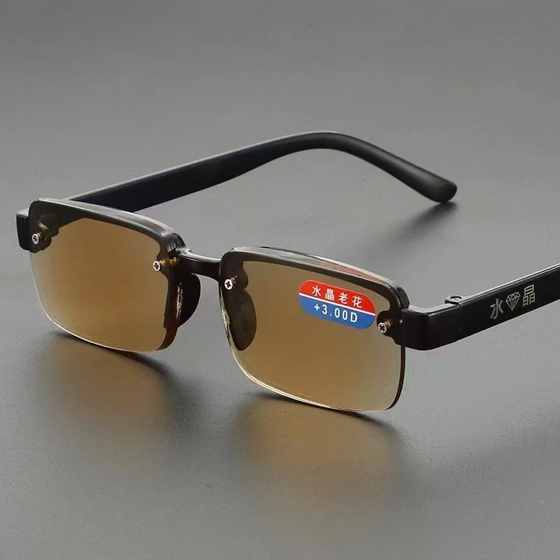 Reading Glasses Automatic Adjustment of Prescription High-Definition Anti-Blue Light Frameless Smart Focus Reading Glasses with Crystal Appearance Wit