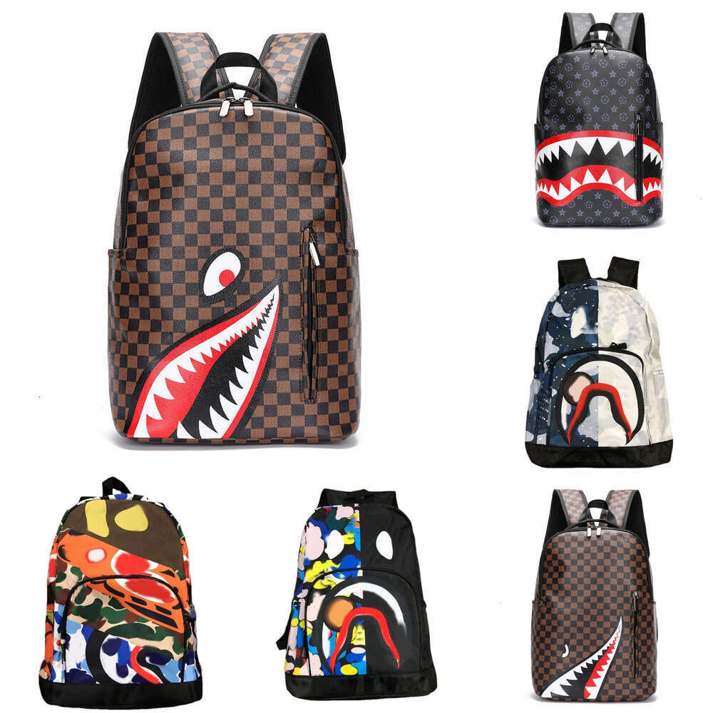 2025 Designer Laptop Backpacks Fashion Brand Mens shark Backpack Large Bookbag Luxury Leather Womens Student School Bag For Men Travel Bag Pack xx