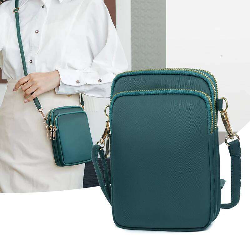Multi-purpose waterproof wear-resistant large capacity crossbody women's multi-layer zipper neck shoulder mobile phone bag