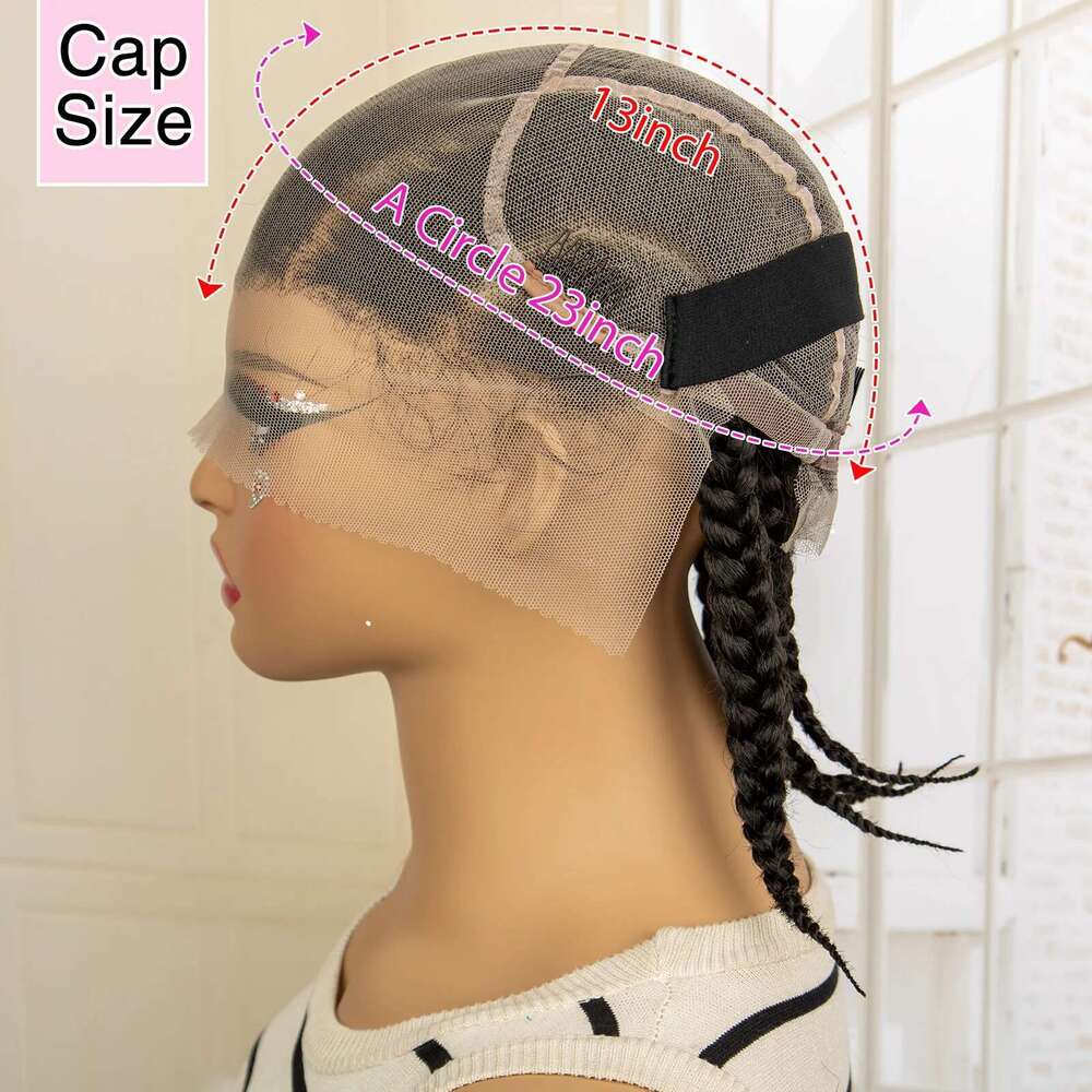 Synthetic Full Braids Jumbo Knotless Box Braid Lace Wigs 14 inches Short Cornrow Braiding Wig