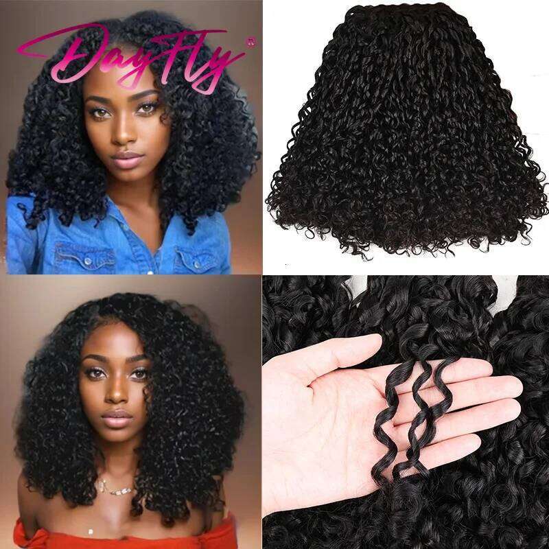 Short Double Drawn Pixie Curl With Brazilian Curly Wave 3 Bundles And Closure 4x4 Natural Hair Extensions