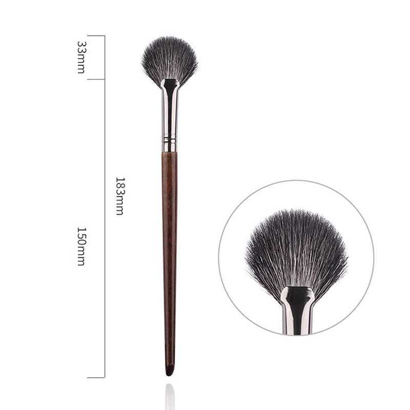 2PCS Goat Hair Flame Shape Highlight Brush Soft Professional Facial Fan Makeup Brushes Set Beauty Cosmetics Tool W250605