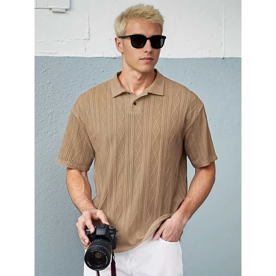 New Spring/Summer Shaped Jacquard Button Decorated Comfortable And Breathable Mens Clothing POLO Shirt Short SLeeve TeeXJ250605