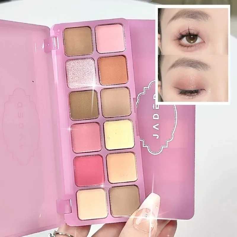 New 2-Color Eyeshadow Palette Orange Brown Pink Glitter Pearly Eye Shadow Palette Shiny Eye Shadow Long-lasting Eyes Make Up W250605