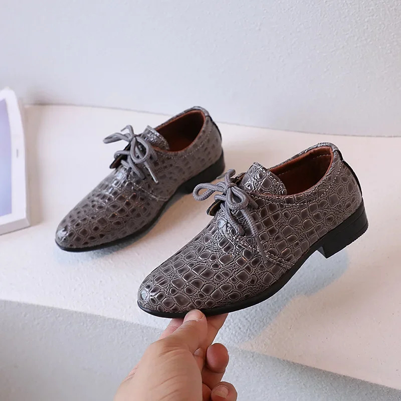 Boys Leather Shoes for Party Wedding Shows Catwalk Lace-up Classic Kids Fashion Casual Shoes Loafers Children Dress PU Low-heels 250604