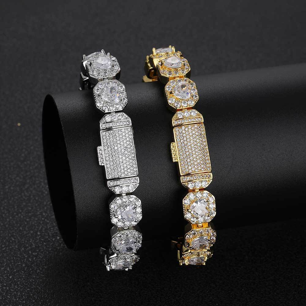 Jewelry 10mm Love Moissanite Rock Sugar Bracelet Trendy Personalized Full Diamond Hip Hop Mens Bracelet Accessories