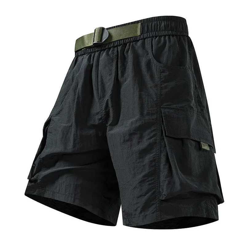 Ice Silk Cargo Pants Loose Fit Summer Casual Pants American Style Workwear Shorts for Men Multi-Pocket Thin Quick-Dry XJ250605