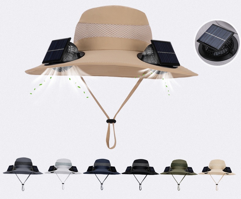 Solar Charging fan Cap hat Outdoor Portable Camping Fishing Hiking Sunscreen Fisherman Hat Solar Fan Cap with Fan Suitable Wide Brim Hats Bucket Hats 