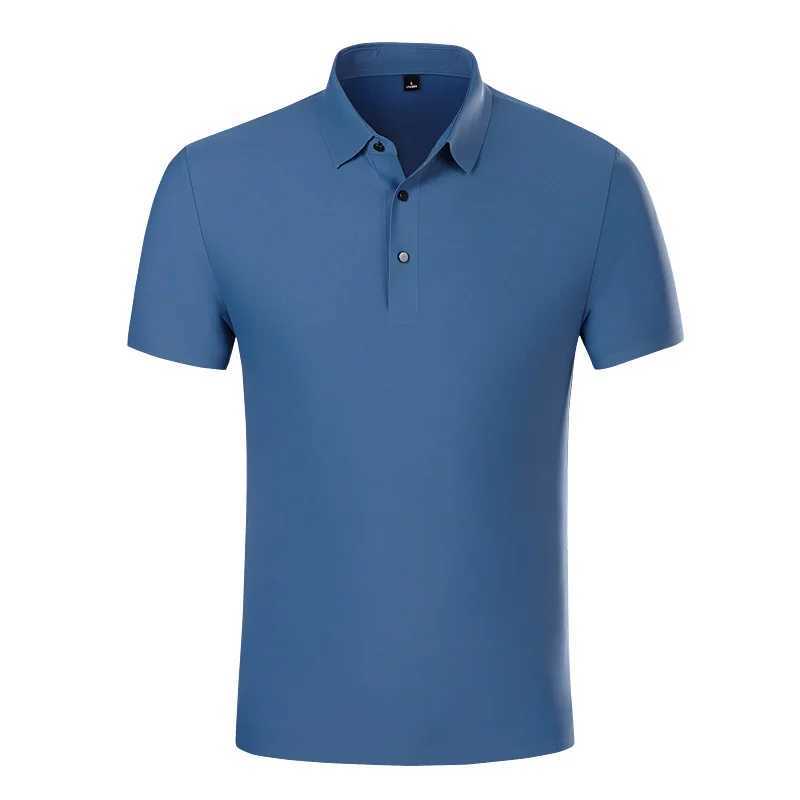 Ice Silk Traceless T-shirt Mens Light Business Solid Color Half Sleeve Top Silk Smooth Breathable Traceless POLO Shirt XJ250605