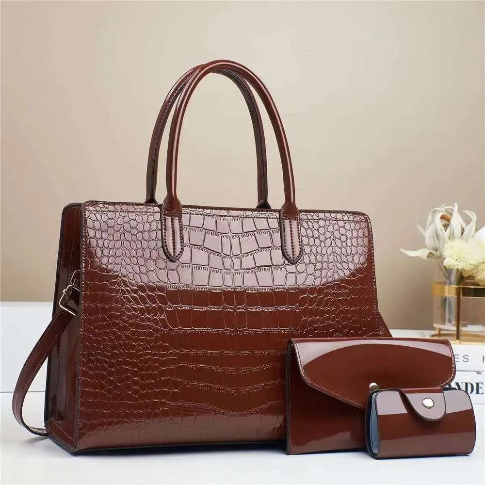 Versatile Ladies' PU Leather Accessory Pack: Tote, Shoulders Bag + Chic Compact Wallet Combo