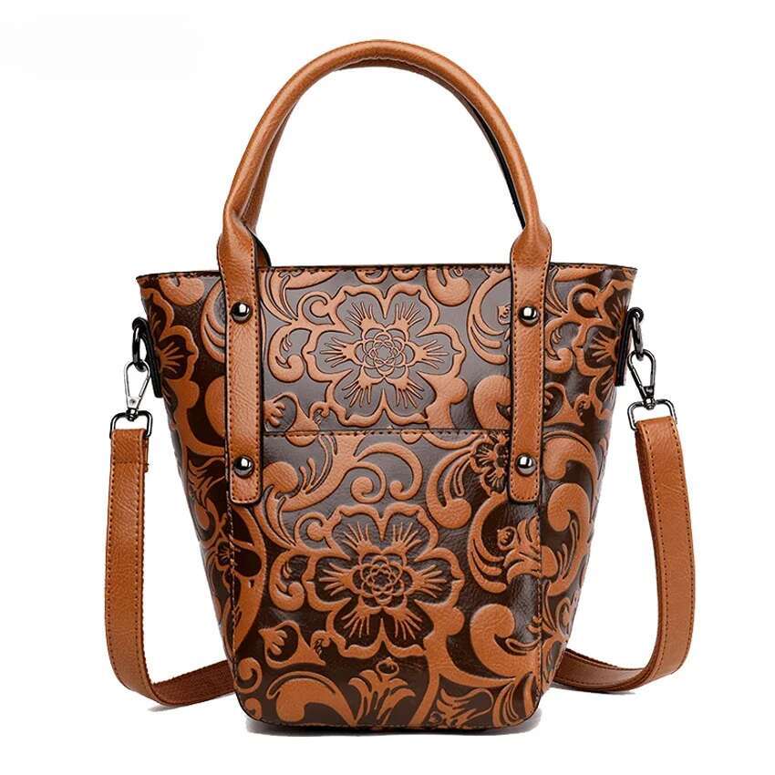 Designer Handbag Women Retro Crossbody Classic Bucket Shoulder Bag 3D Emed Printed Small Pocket Brands Sac