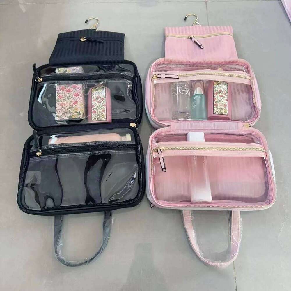 Women's Bags Designer Large Capacity Portable Toiletry For Women Double Layer Travel Cosmetic Clutch Bag With Hook High-Quality Kids' Bags