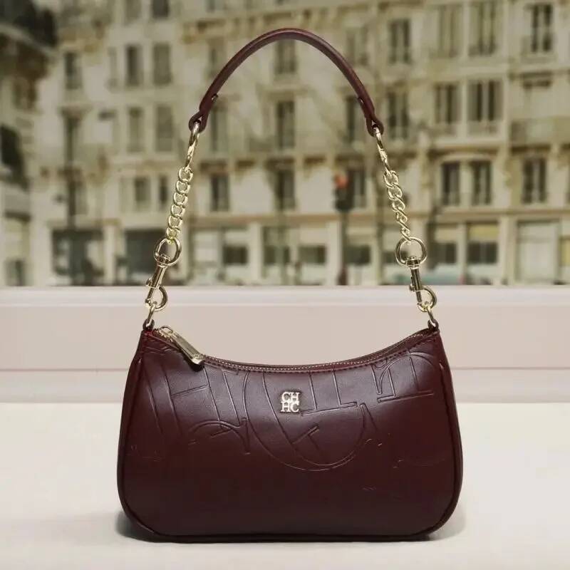 CH Women's Handbag Partition Durable Brand Fashion Large Capacity Bent Moon Simple Shoulder Crossbody Bag