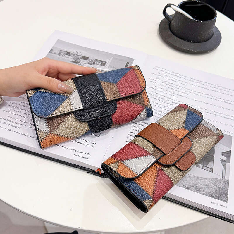 New Trendy Women's Long Wallet Patchwork Classic Fashion Money Clip Multi-Card Slot Card Holder