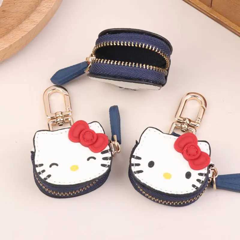 Sanrio Japanese Leather Bow Hello Kitty Keychain Cute Kawaii Charm Hello Kitty Bag Pendant Accessories Birthday Giftw250605