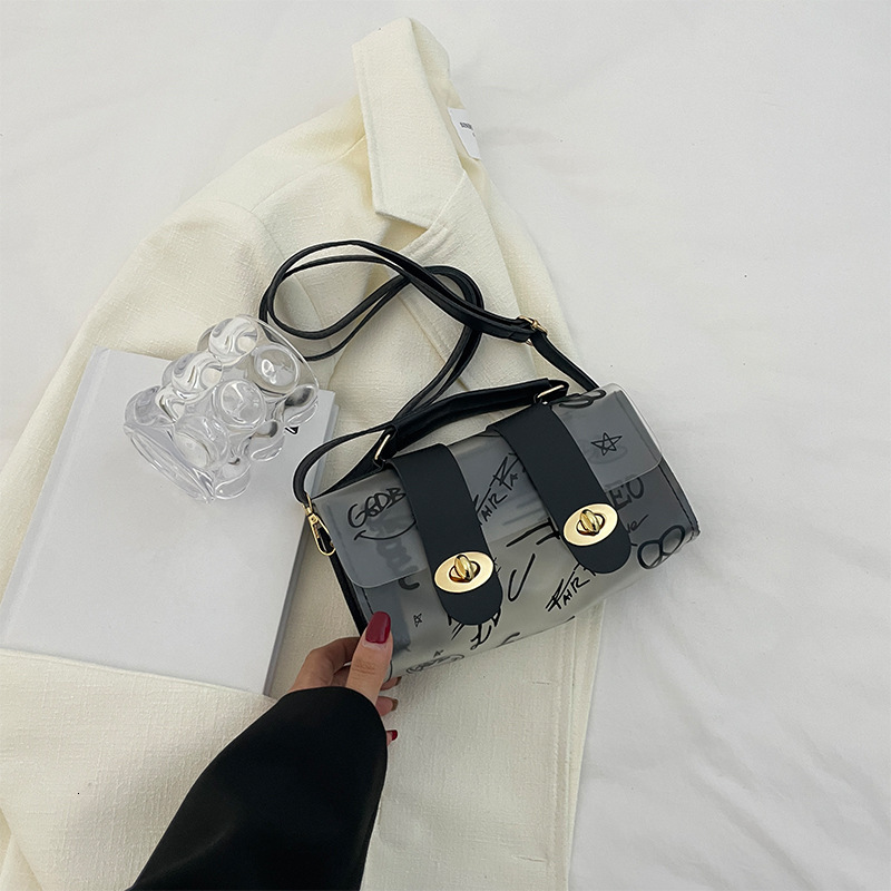 Top brand high-quality new free designer bag transparent jelly pouch 2025 new PVC printed graffiti Cambridge bag beach crossbody bag brand new free de