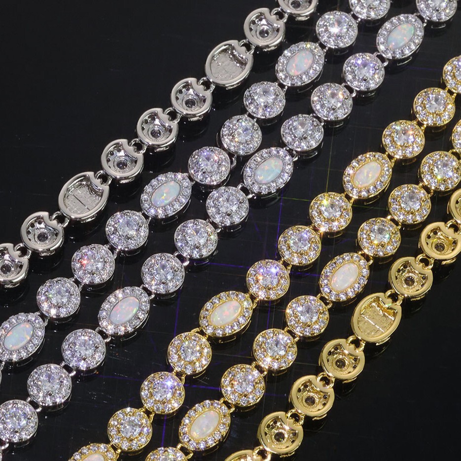 Hip Hop Jewelry Moissanite Bracelet Versatile High-end Opal Bracelet Trendy Mens Light Luxury Bracelet