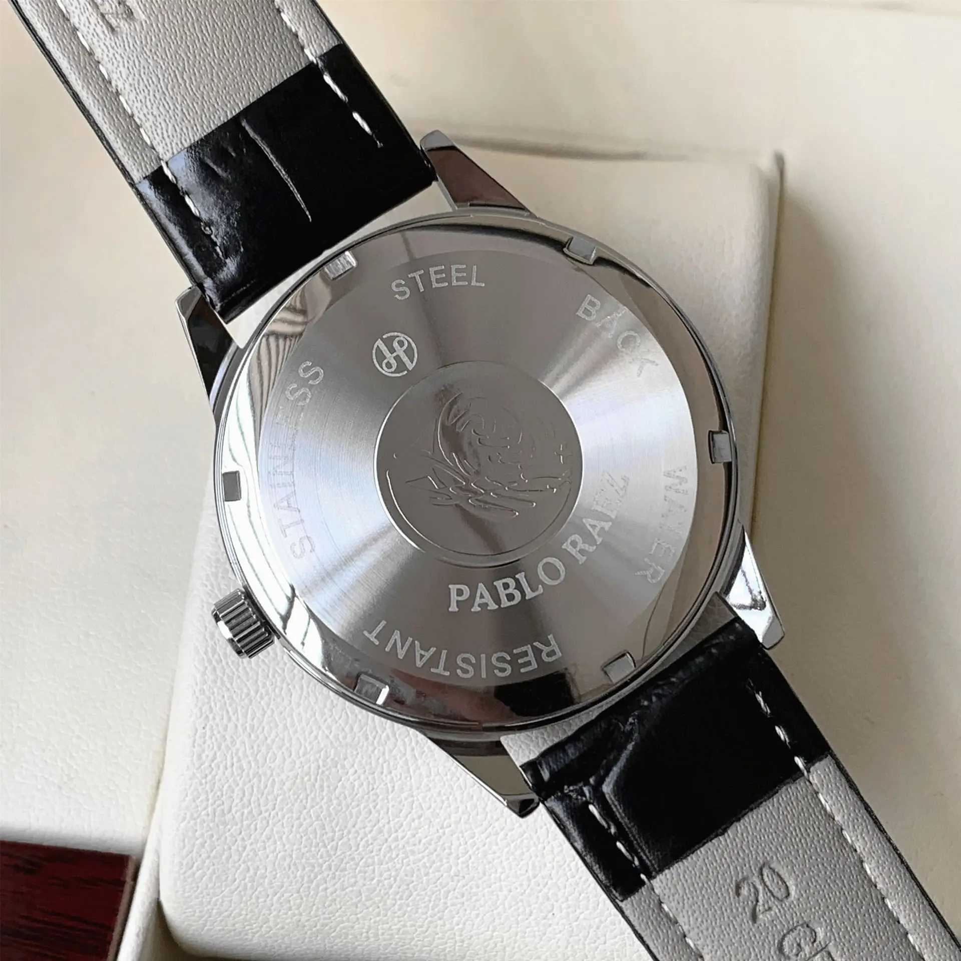 Top Brand Mens Watch Simple Business Waterproof Calendar Leather Strap Male Fashion Quartz Watches Gift Box Spare Battery Y250605