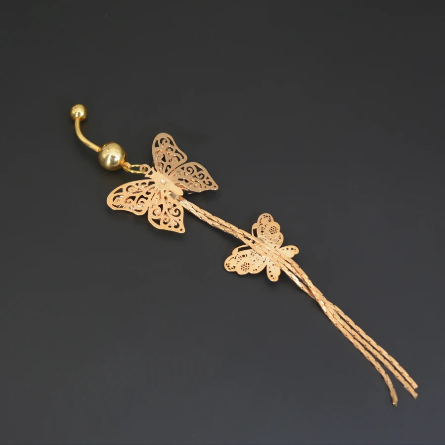 Summer Belly Button Rings Stainless Steel Zircon Butterfly Navel Piercing for Women Body Belly Jewelry Pendant 250530