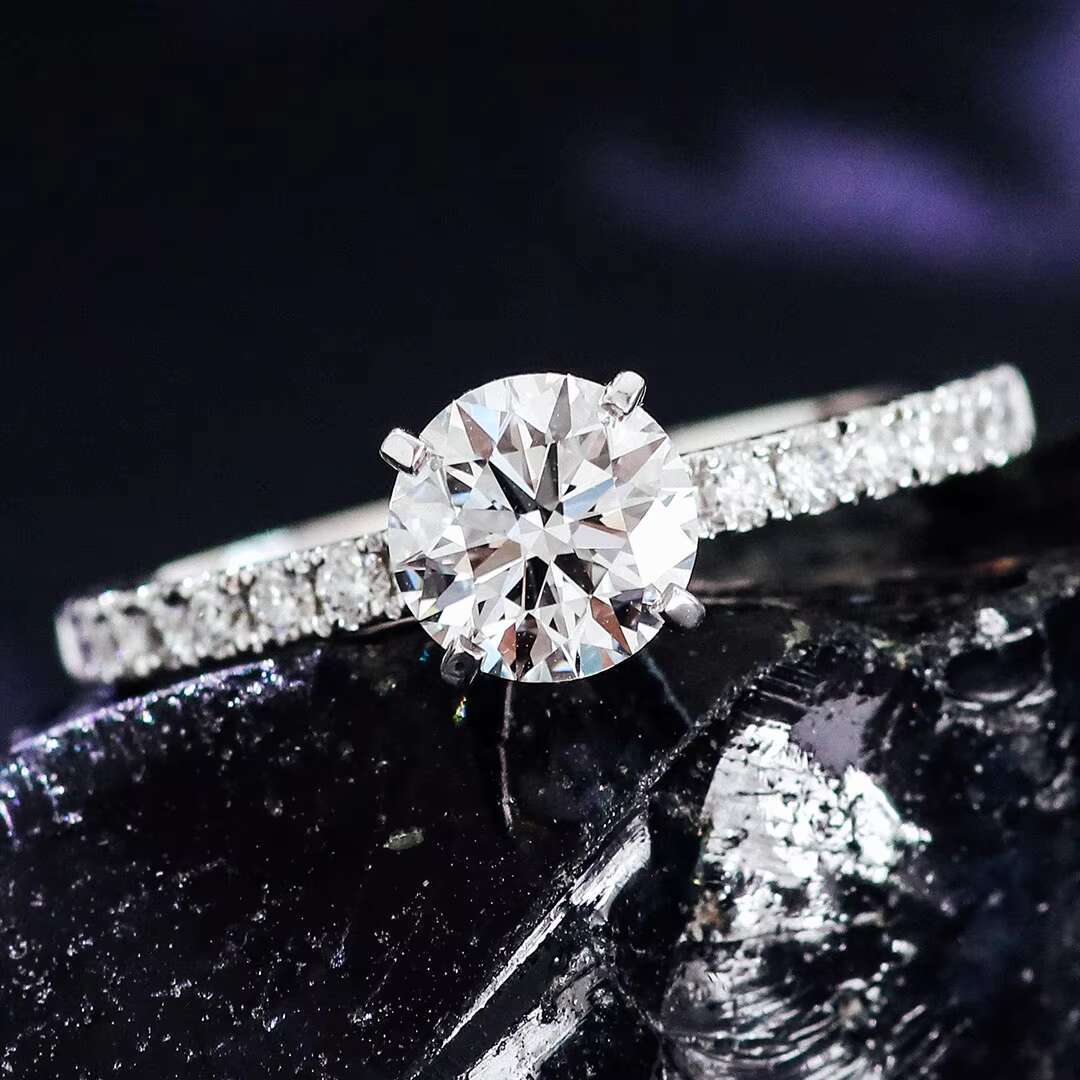 Provence Wedding Ring Woman 14k 1.5ct Round Cut D Color Moissanite Side Stone Engagement Moissanite Ring