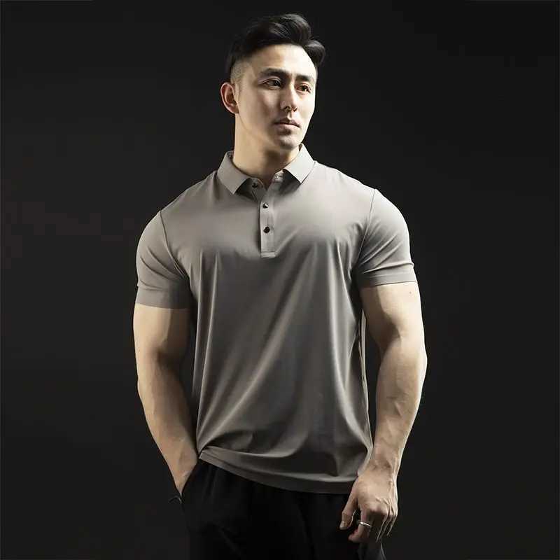 With Collar T Shirt for Men Plain Chic Summer Short Quarter Sleeve Man Polo Shirts Music Elastic Luxury Elegant Tee Aesthetic Xl XJ250605