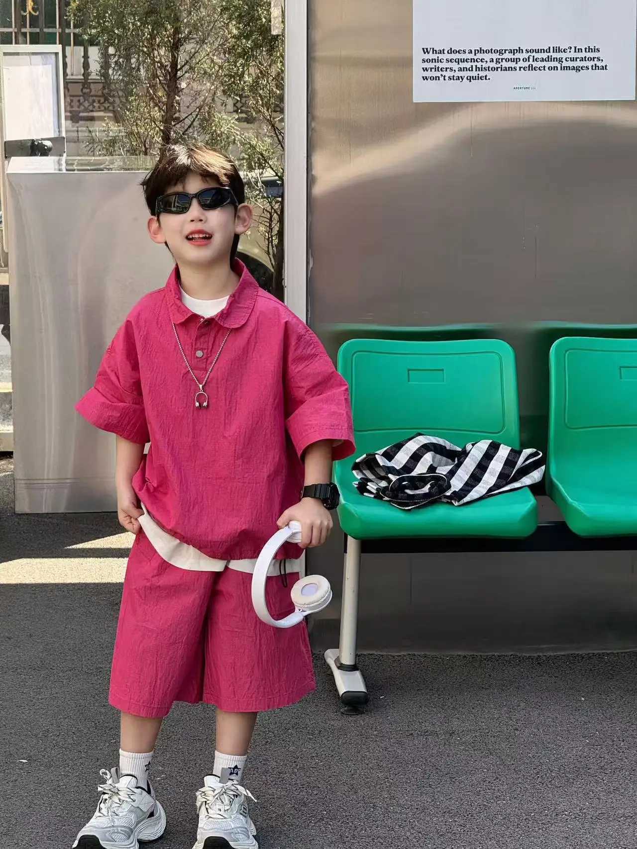 Childrens Clothing Boys Summer 2025 New Handsome Childrens Summer Two Piece Set Thin Boys Trendy Clothes 90-160CM R250605